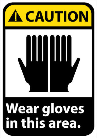 NMC CGA35AB-CAUTION, WEAR GLOVES IN THIS AREA, 14X10, .040 ALUM (1 EACH)