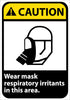 NMC CGA36RB-CAUTION, WEAR MASK RESPIRATORY IRRITANTS IN THIS AREA, 14X10, RIGID PLASTIC (1 EACH)