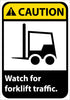 NMC CGA37R-CAUTION, WATCH FOR FORKLIFT TRAFFIC, (W/GRAPHIC), 7X10, RIGID PLASTIC (1 EACH)