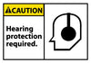 NMC CGA5AP-CAUTION, HEARING PROTECTION REQUIRED (GRAPHIC), 3X5, PS VINYL (PAK OF 5)