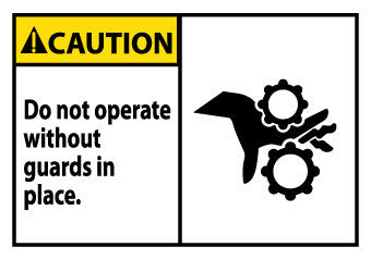NMC CGA6AP-CAUTION, DO NOT OPERATE WITHOUT GUARDS IN PLACE (GRAPHIC), 3X5, PS VINYL (PAK OF 5)