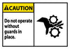 NMC CGA6AP-CAUTION, DO NOT OPERATE WITHOUT GUARDS IN PLACE (GRAPHIC), 3X5, PS VINYL (PAK OF 5)