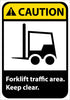 NMC CGA7R-CAUTION, FORKLIFT TRAFFIC AREA KEEP CLEAR (W/GRAPHIC), 10X7, RIGID PLASTIC (1 EACH)