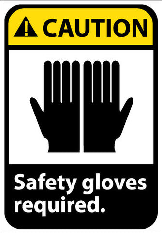 NMC CGA8R-CAUTION, SAFETY GLOVES REQUIRED (W/GRAPHIC), 10X7, RIGID PLASTIC (1 EACH)