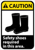 NMC CGA9R-CAUTION, SAFETY SHOES REQUIRED IN THIS AREA (W/GRAPHIC), 10X7, RIGID PLASTIC (1 EACH)