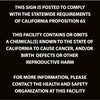 NMC CP15R-THIS SIGN IS POSTED TO COMPLY WITH THE STATEWIDE REQUIREMENTS OF CLAIFORNIA PROPOSITION 65, 10X10, RIGID PLASTIC (1 EACH)