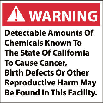 NMC CP3R-CALIFORNIA PROP 65, WARNING DETECTABLE AMOUNTS OF CHEMICALS. . ., 10X10, RIGID PLASTIC (1 EACH)