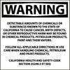NMC CP7R-CALIFORNIA PROP 65, WARNING DETECTABLE AMOUNTS OF CHEMICALS. . ., 10X10, RIGID PLASTIC (1 EACH)