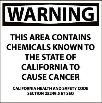 NMC CP8R-CALIFORNIA PROP 65, WARNING THIS AREA CONTAINS CHEMICALS. . ., 10X10, RIGID PLASTIC (1 EACH)