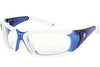 Crews FF320AF ForceFlex Ultra-Flexible Regular Safety Glasses With Multi-Polymer Blue And White Thermoplastic Urethane Frame, Clear Polycarbonate Anti-Fog Anti-Scratch Lens And White Temple Sleeve  (1/PR)