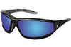 Crews RP218B Reaper Regular Safety Glasses With Black Polycarbonate Frame, Blue Diamond Mirror Polycarbonate Duramass Anti-Scratch Lens And Gray Temple Sleeve And Removable Foam Gasket  (1/PR)