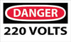 NMC D100AP-DANGER, 220 VOLTS, 3X5, PS VINYL (PAK OF 5)