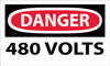 NMC D101AP-DANGER, 480 VOLTS, 3X5, PS VINYL (PAK OF 5)