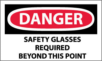 NMC D108AP-DANGER SAFETY GLASSES REQUIRED BEYOND THIS POINT, 3X5, PS VINYL (PAK OF 5)