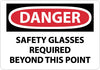 NMC D108RB-DANGER, SAFETY GLASSES REQUIRED BEYOND THIS POINT, 10X14, RIGID PLASTIC (1 EACH)