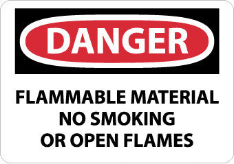 NMC D117AB-DANGER, FLAMMABLE MATERIAL NO SMOKING OR OPEN FLAMES, 10X14, .040 ALUM (1 EACH)