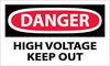 NMC D139AP-DANGER, HIGH VOLTAGE KEEP OUT, 3X5, PS VINYL (PAK OF 5)