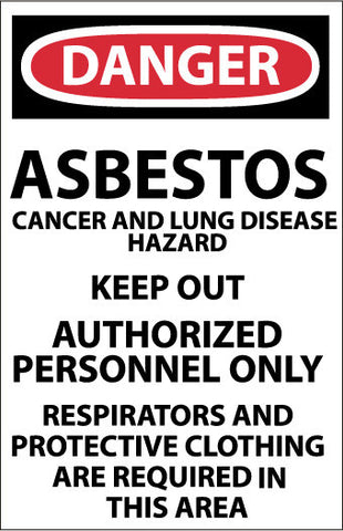 NMC D195-DANGER, ASBESTOS CANCER AND LUNG DISEASE.., 17X11, PAPER (PAK OF 100)