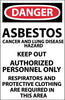 NMC D195-DANGER, ASBESTOS CANCER AND LUNG DISEASE.., 17X11, PAPER (PAK OF 100)