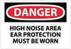 NMC D211AB-DANGER, HIGH NOISE AREA EAR PROTECTION MUST BE WORN, 10X14, .040 ALUM (1 EACH)