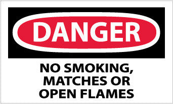 NMC D217AP-DANGER, NO SMOKING MATCHES OR OPEN FLAME, 3X5, PS VINYL (PAK OF 5)