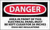 NMC D225AP-DANGER, AREA IN FRONT OF THIS ELECTRICAL PANEL. . ., 3X5, PS VINYL (PAK OF 5)