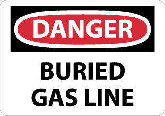 NMC D234AB-DANGER, BURIED GAS LINE, 10X14, .040 ALUM (1 EACH)