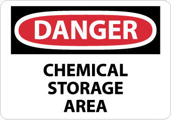 NMC D239RB-DANGER, CHEMICAL STORAGE AREA, 10X14, RIGID PLASTIC (1 EACH)