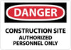 NMC D247AB-DANGER, CONSTRUCTION SITE AUTHORIZED PERSONNEL ONLY, 10X14, .040 ALUM (1 EACH)