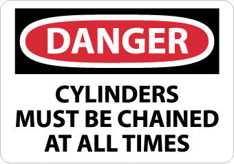 NMC D254P-DANGER, CYLINDERS MUST BE CHAINED AT ALL TIMES, 7X10, PS VINYL (1 EACH)