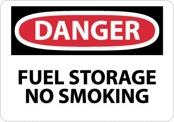 NMC D279PB-DANGER, FUEL STORAGE NO SMOKING, 10X14, PS VINYL (1 EACH)
