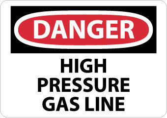 NMC D287AB-DANGER, HIGH PRESSURE GAS LINE, 10X14, .040 ALUM (1 EACH)