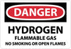 NMC D294PB-DANGER, HYDROGEN FLAMMABLE GAS NO SMOKING OR OPEN. . ., 10X14, PS VINYL (1 EACH)