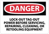 NMC D303R-DANGER, LOCKOUT TAGOUT POWER BEFORE SERVICING. . ., 7X10, RIGID PLASTIC (1 EACH)