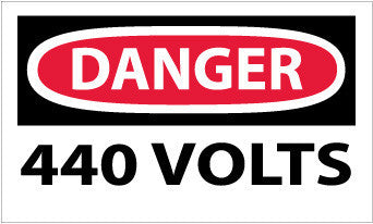 NMC D325AP-DANGER, 440 VOLTS, 3X5, PS VINYL (PAK OF 5)