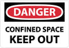 NMC D372RB-DANGER, CONFINED SPACE KEEP OUT, 10X14, RIGID PLASTIC (1 EACH)
