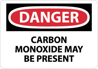NMC D375R-DANGER, CARBON MONOXIDE MAY BE PRESENT, 7X10, RIGID PLASTIC (1 EACH)