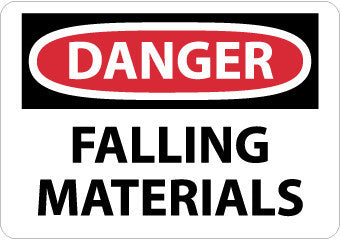 NMC D37RB-DANGER, FALLING MATERIALS, 10X14, RIGID PLASTIC (1 EACH)