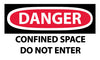 NMC D383AP-DANGER, CONFINED SPACE DO NOT ENTER, 3X5, PS VINYL (PAK OF 5)