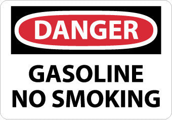 NMC D388P-DANGER, GASOLINE NO SMOKING, 7X10, PS VINYL (1 EACH)