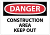 NMC D404RD-DANGER, CONSTRUCTION AREA KEEP OUT, 20X28, RIGID PLASTIC (1 EACH)