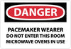 NMC D409RB-DANGER, PACEMAKER WEARER DO NOT ENTER THIS ROOM, 10X14, RIGID PLASTIC (1 EACH)