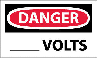 NMC D421AP-DANGER, ____ VOLTS, 3X5, PS VINYL (PAK OF 5)