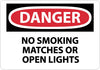NMC D457AB-DANGER, NO SMOKING MATCHES OR OPEN LIGHTS, 10X14, .040 ALUM (1 EACH)