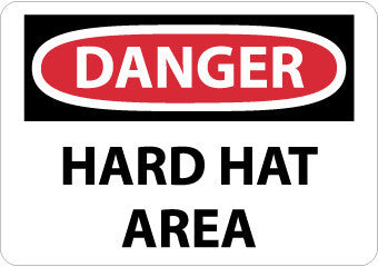NMC D46PC-DANGER, HARD HAT AREA, 14X20, PS VINYL (1 EACH)