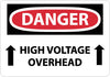 NMC D472AD-DANGER, HIGH VOLTAGE OVERHEAD (UP ARROWS), 20X28, .040 ALUM (1 EACH)