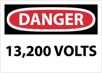NMC D473RB-DANGER, 13,200 VOLTS, 10X14, RIGID PLASTIC (1 EACH)