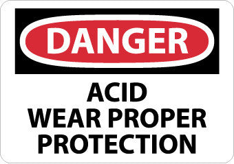 NMC D474PB-DANGER, ACID WEAR PROPER PROTECTION, 10X14, PS VINYL (1 EACH)