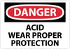 NMC D474PB-DANGER, ACID WEAR PROPER PROTECTION, 10X14, PS VINYL (1 EACH)