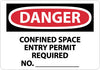 NMC D488PB-DANGER, CONFINED SPACE ENTRY PERMIT REQUIRED NO., 10X14, PS VINYL (1 EACH)